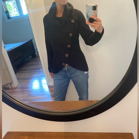 Chunky knit sweater wide turtle neck black - Picture 3 of 12